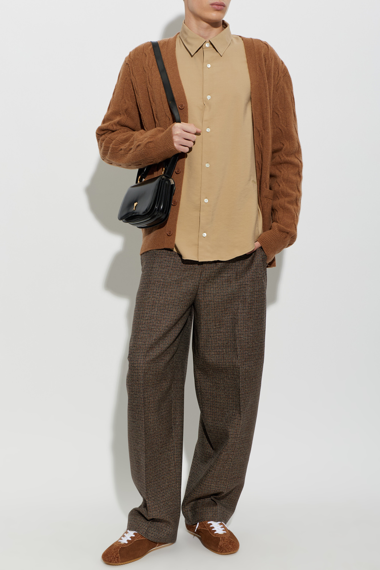 Ami Alexandre Mattiussi Brown Cotton Pleated Trousers | Men's | Vitkac
